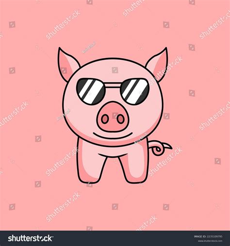 Vector Illustration Cute Fat Pig Stock Vector Royalty Free 2235109795