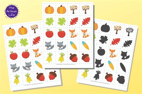Fall Matching & Memory Game for Toddlers and Preschoolers - The Artisan ...