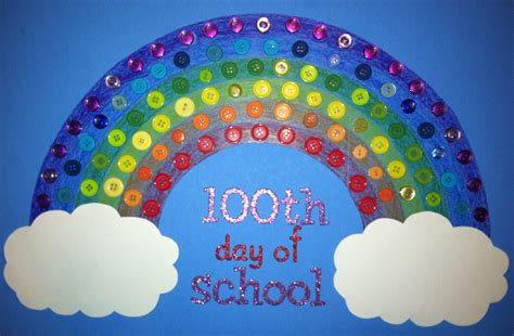 100th Day Of School Rainbow Made Of 100 Buttons 100th Day Of School