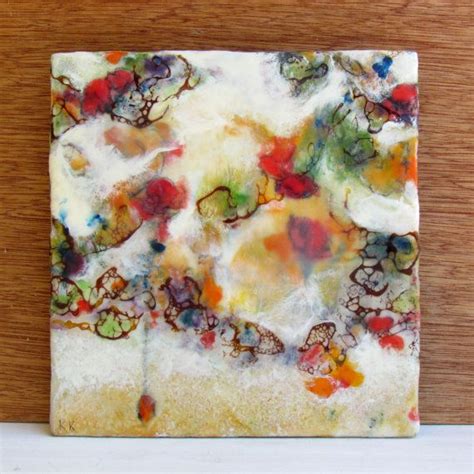 Original Encaustic Painting Abstract Flower Painting Floral Garden
