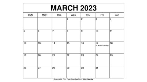 March 2023 Calendar Printable Wiki Get Calendar 2023 Update