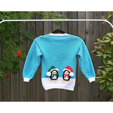 Penguins In The Snow Jumper Knitting Pattern By Pizpaw Patterns Jumper