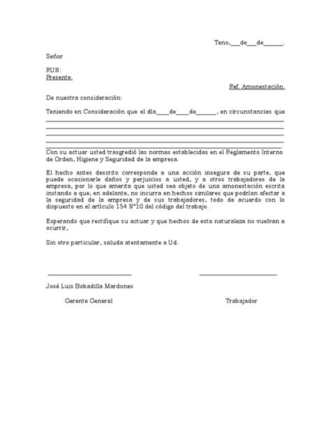 Carta De Amonestación Formato Pdf