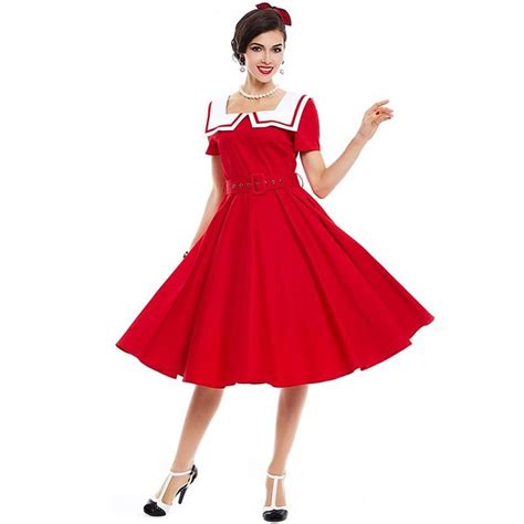 Vintage Red Dress In Sailor Collar Vintage Red Dress Dresses Party