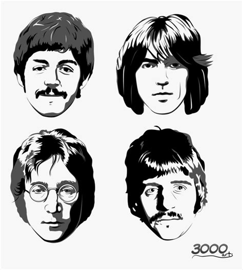Beatles Png Free Download Beatles Faces Black And White Transparent