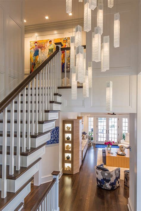 Modern Foyer Chandelier Staircase Lighting High Ceiling