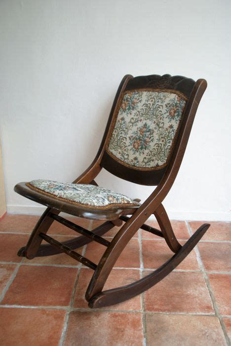 The weight is quite medium, 11.4 lb (5.17 kg). Small wooden folding rocking chair, hand-made, upholstered ...