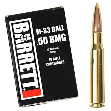 Barrett 50 Bmg Ammunition 10 Rounds 661 Grain M33 Full Metal Jacket
