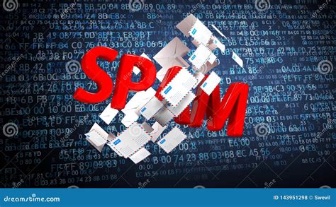 Large Amounts Of Spam Many Emails Internet Threat 3d Illustration Stock Illustration