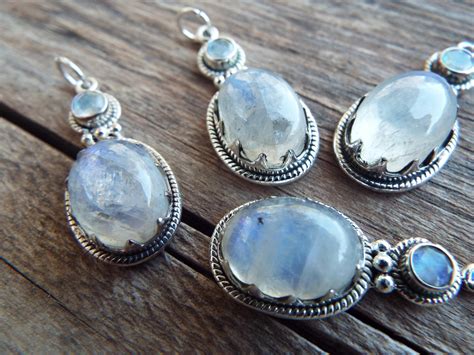 Sterling Silver Moonstone Jewelry Pendant Gemstone Handmade