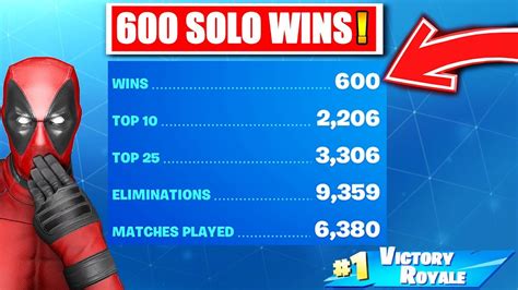 600 Solo Wins In Fortnite Youtube