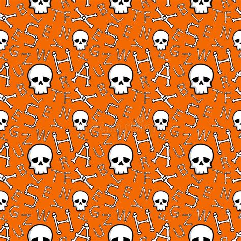 Halloween Backgroundseamless Vector Pattern With Bones Scary Font