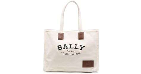 Bally Leather Crystalia Logo Print Tote Bag In Natural Lyst