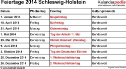 Oktober) mit wirkung vom 31. Feiertage Schleswig-Holstein 2015, 2016 & 2017