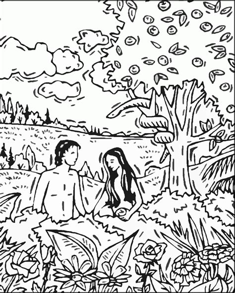 Adam And Eve In The Garden Of Eden Coloring Pages Clip Art Library