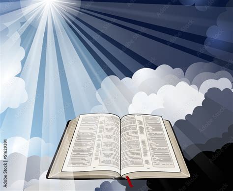 Open Bible With Light Rays Stock Vector Adobe Stock