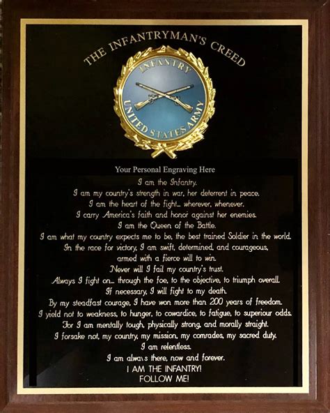Us Army Infantryman S Creed Plaque Army Gift Graduation Gift Can Be