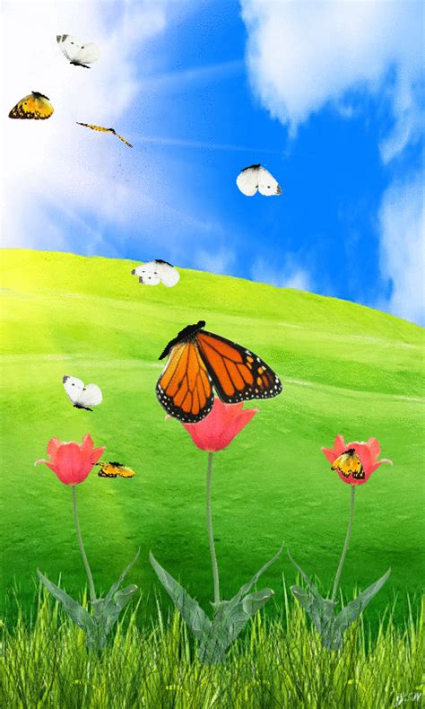 Download Animated 480x800 Flowers And Butterflies Cell Phone Wallpaper