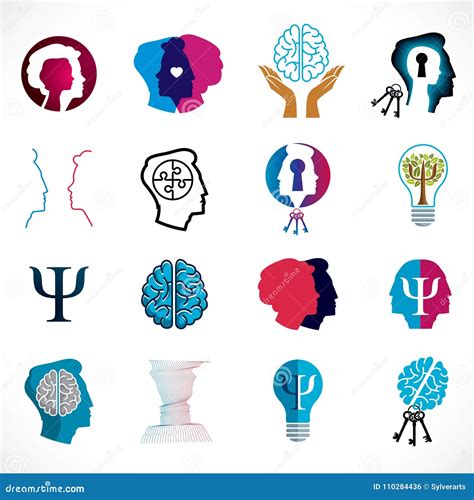 Psychology Brain And Mental Health Vector Conceptual Icons Or L Stock