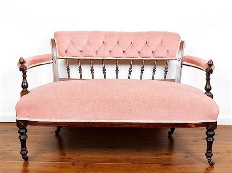 Victoria Pink Velvet Settee On Casters Seating Lounges Settees And