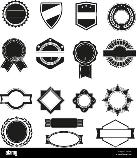 Big Set Of Vector Black Silhouette Frames Or Shapes For Logo Badges