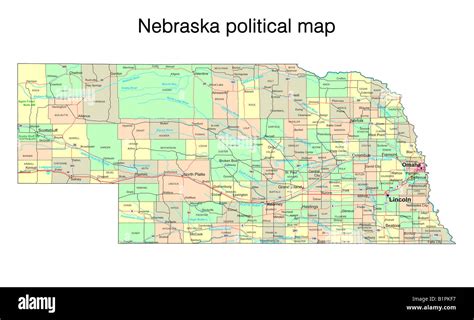 Nebraska State Political Map Stock Photo Alamy
