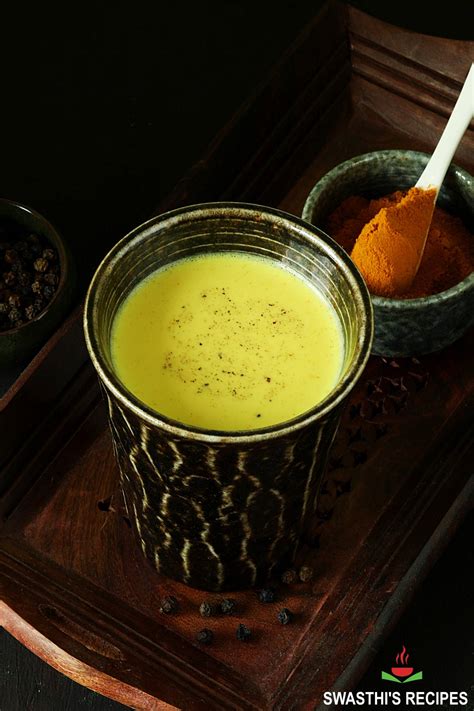 Turmeric Milk Recipe Haldi Doodh Swasthi S Recipes