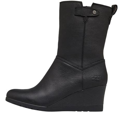 Buy Ugg Womens Potrero Waterproof Leather Wedge Boots Black