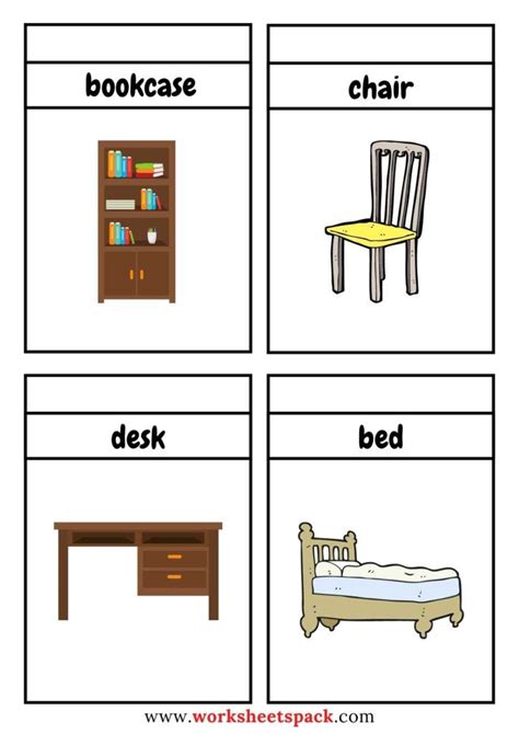 Free Furniture Flashcards Pdf Printable And Online Worksheets Pack In