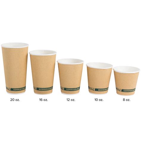 Ecochoice 8 Oz Squat Double Wall Kraft Compostable Paper Hot Cup 500