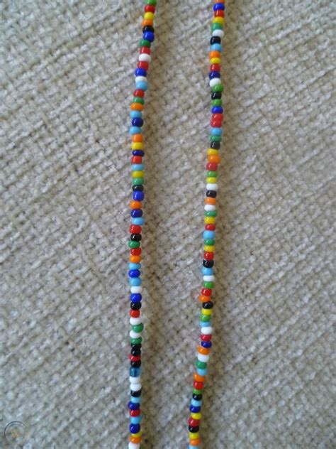 Vintage Love Beads Retro 70s Hippie Multi Color Glass Strung Necklace