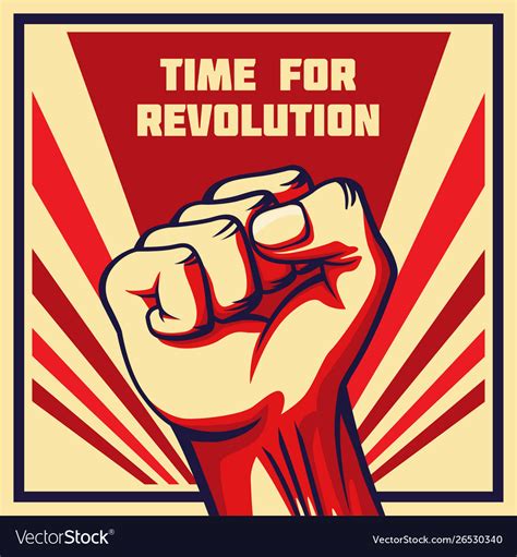 Vintage Style Revolution Poster Raised Fist Vector Image