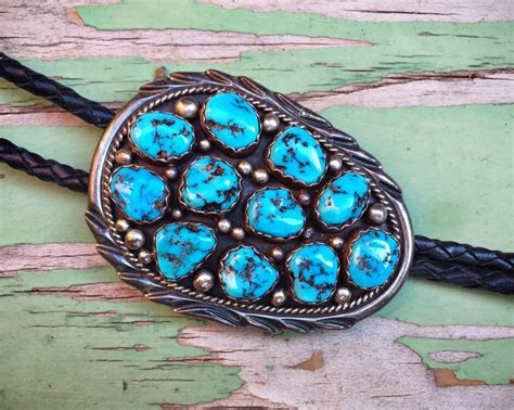 Vintage Authentic Navajo Turquoise Bolo Tie For Men Or Women Native
