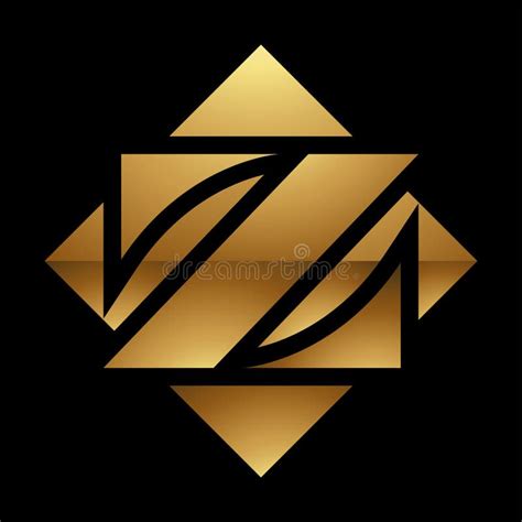 Golden Letter Z Symbol On Black Background Icon 8 Stock Vector