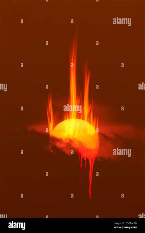Fiery Burning Melting Sun Concept Stock Photo Alamy