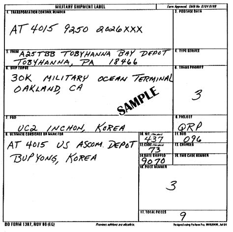 Military Shipment Label