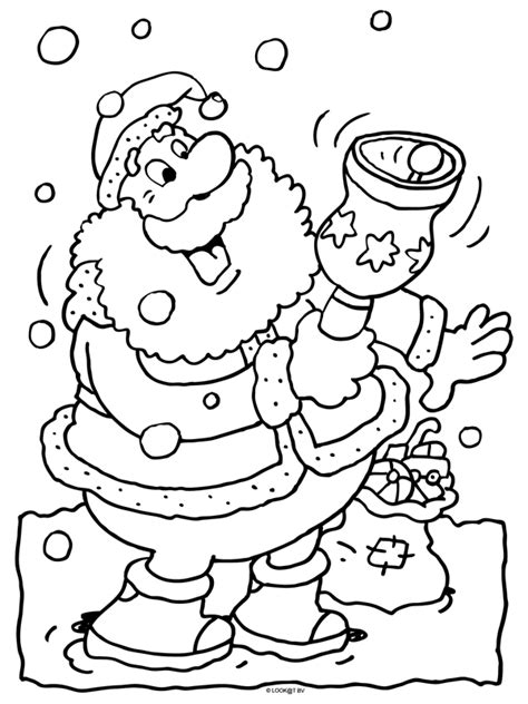 Natuurlijk hebben we ook kerststalletjes om te kleuren. Kleurplaat Kerstman met bel - Kleurplaten.nl (met ...