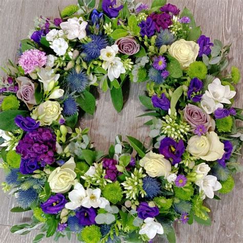 Purple Lilac And White Wreath Order Funeral Flowers Online