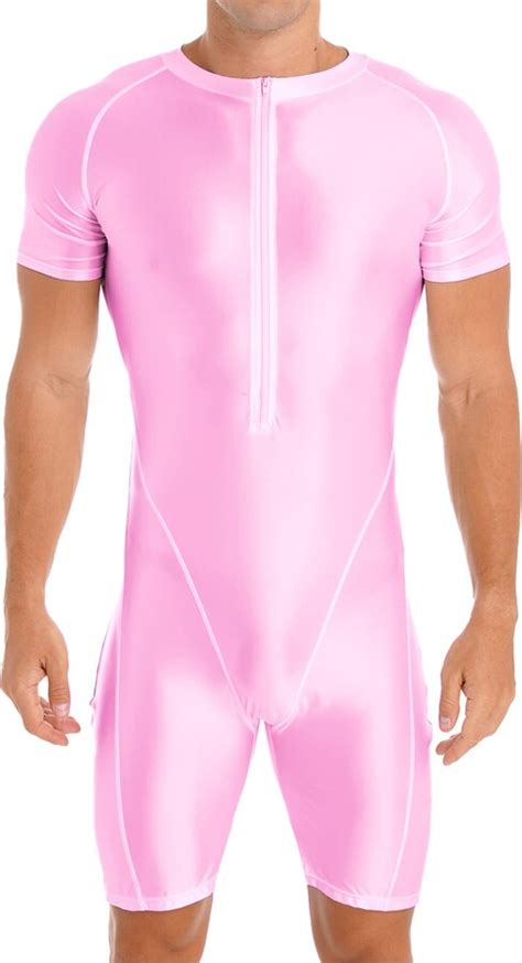 agoky men s one piece bodysuit boxer underwear dance leotard unitard sports jumpsuit pink a xxl