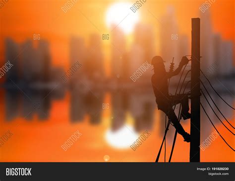 Silhouette Electrician Image And Photo Free Trial Bigstock