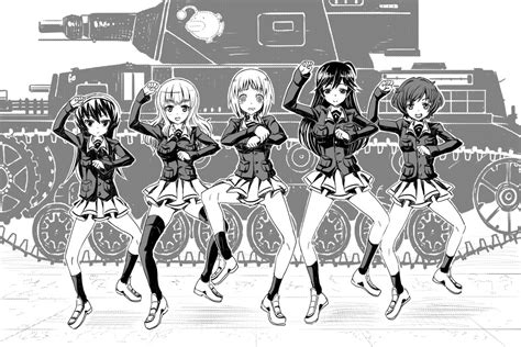 Safebooru 5girls Akiyama Yukari Dancing Gangnam Style Girls Und Panzer Isuzu Hana Long Hair