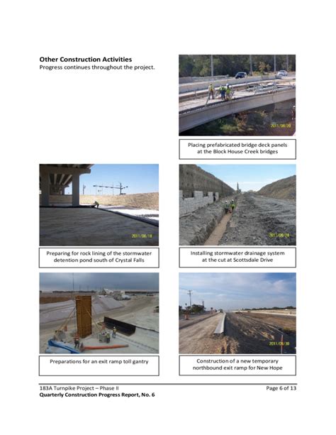 quarterly construction progress report