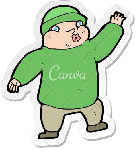 Sticker Of A Cartoon Man In Hat Waving Canva