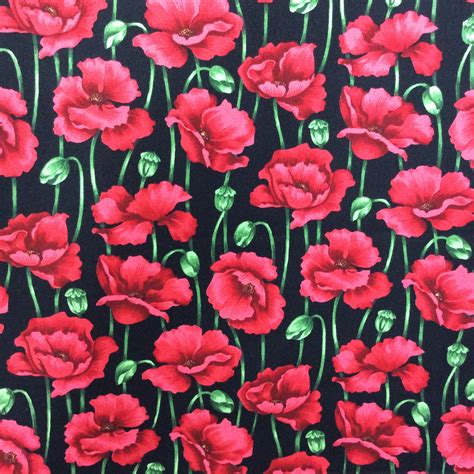 Poppies Black 89030 102 The Fabric Nook