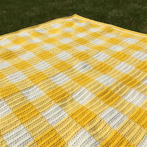 Gingham Picnic Blanket Crochet Pattern Pdf Download Etsy