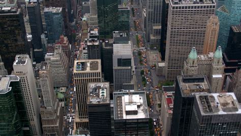 New York City Buildings Overhead Aerial Shot Stock Footage Video