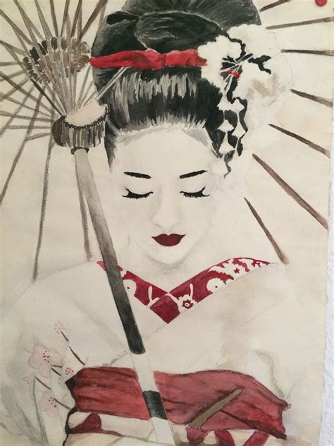 Geisha Watercolor Painting