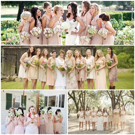 Lake Tahoe Wedding Inspiration Nude Beige Bridesmaids Dresses