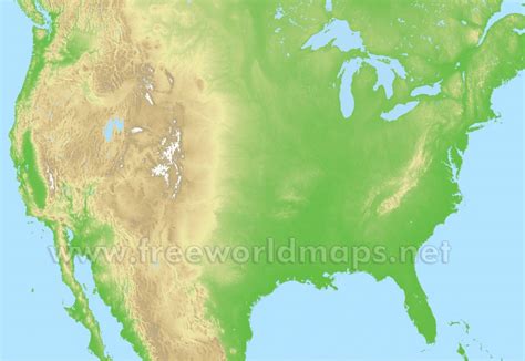Blank Physical Map Of The United States World Map Gray