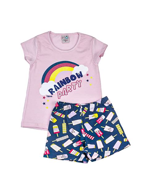 Conjunto Infantil Menina Estampa Rainbow Valeen Kids Marshoes Loja